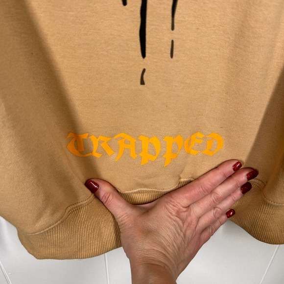 NEW Rebirth Trapped Graphic Tan Long Sleeve Sweatshirt Medium - Picture 4 of 5